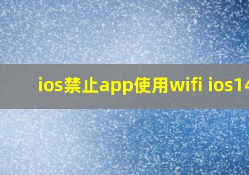 ios禁止app使用wifi ios14